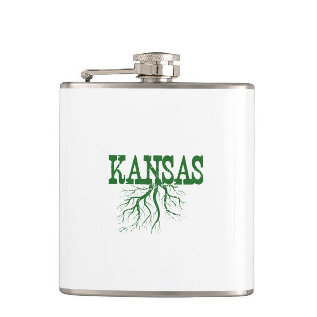 Kansas Roots Word Art Hip Flask (Front)