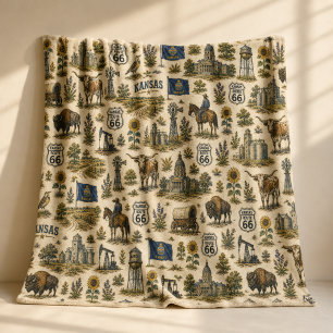 Kansas Route 66 Cosy Heartland Fleece Blanket