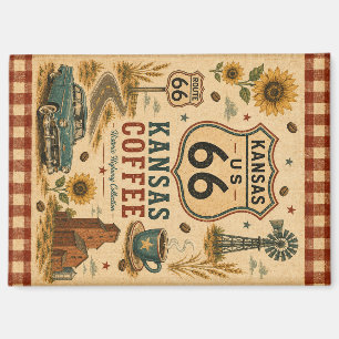 Kansas Route 66 Fridge Coffee Art Magnet