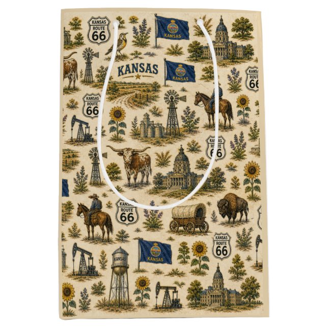 Kansas Route 66 Gift Prairie Medium Gift Bag (Front)