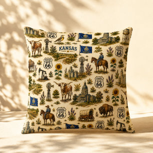 Kansas Route 66 Sofa Prairie Cushion