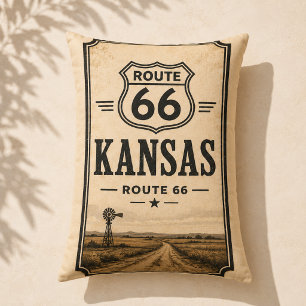 Kansas Route 66 Windmill Farmhouse Accent Lumbar Cushion