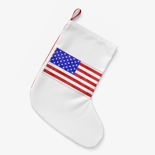 Kansas Shaped American Flag Small Christmas Stocking (Front (Hanging))