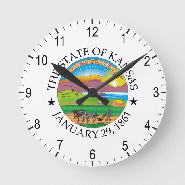 Kansas sign round clock (Front)