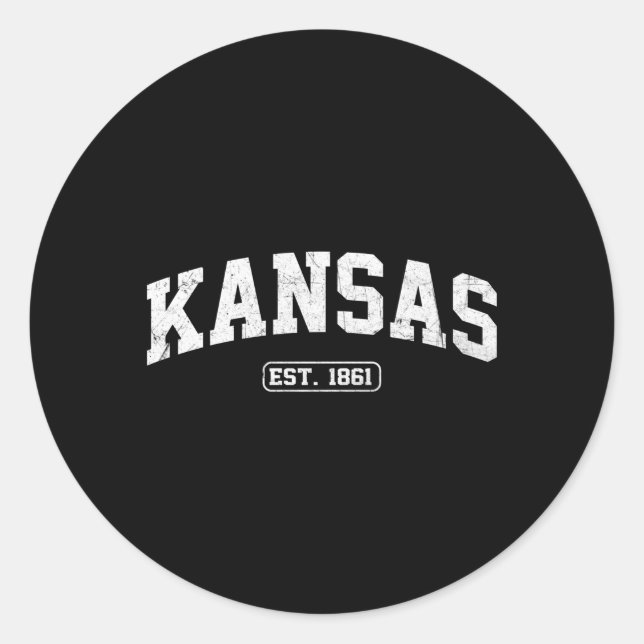 Kansas State Athletic Style Classic Round Sticker (Front)