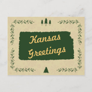 Kansas State Christmas Holiday Greetings Postcard