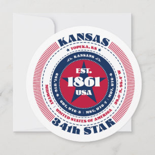 Kansas State Circular Typography Flat Card