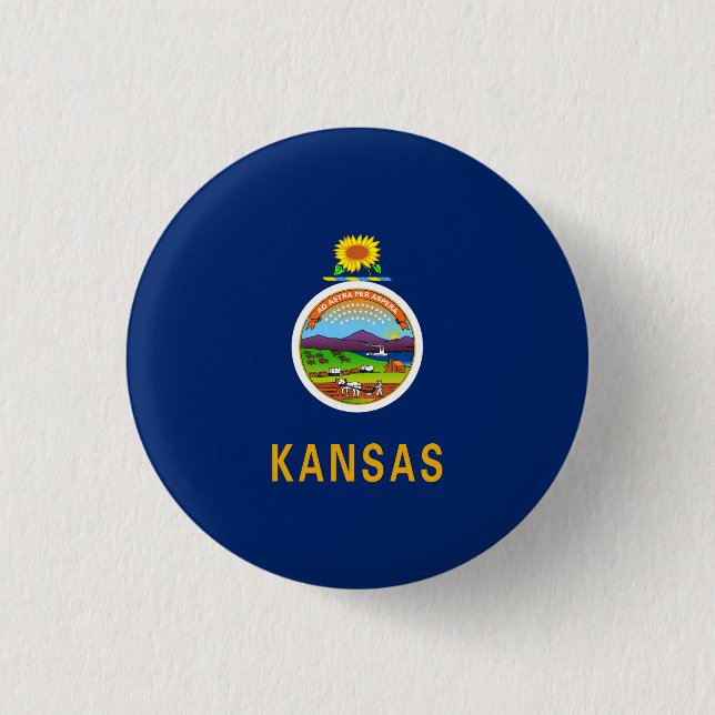 Kansas State Flag 3 Cm Round Badge (Front)