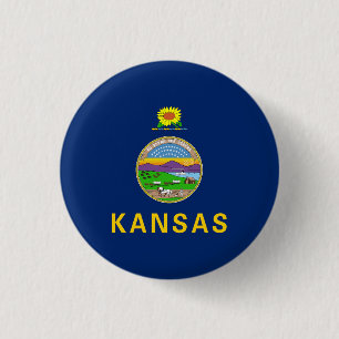 Kansas State Flag 3 Cm Round Badge