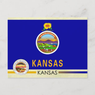 Kansas State Flag and Seal Postcard