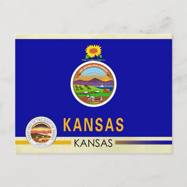 Kansas State Flag and Seal Postcard (Front)