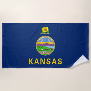 Kansas State Flag Beach Towel