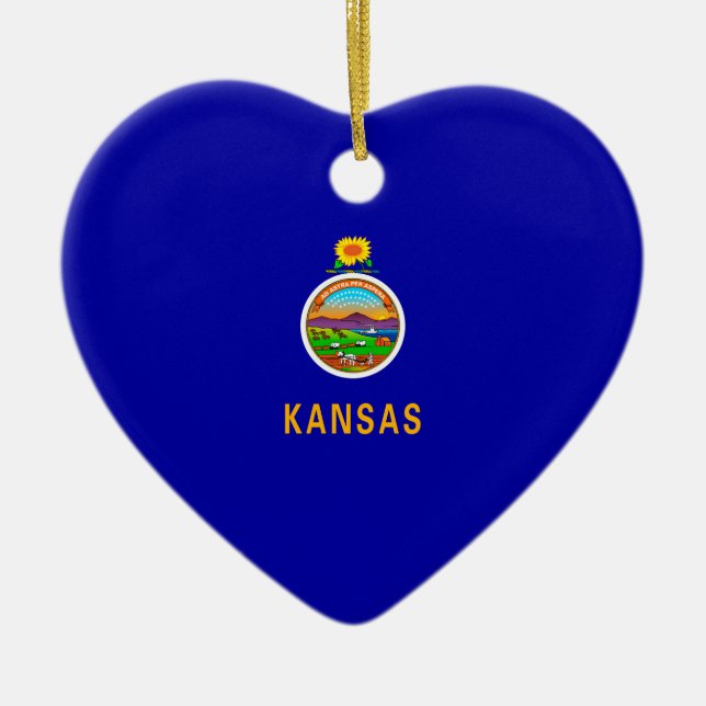 Kansas State Flag Design Ceramic Ornament (Front)