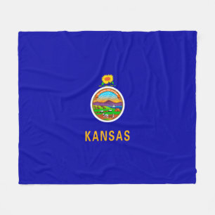Kansas State Flag Design Fleece Blanket