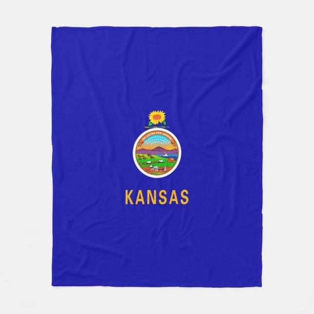 Kansas State Flag Design Fleece Blanket (Front)