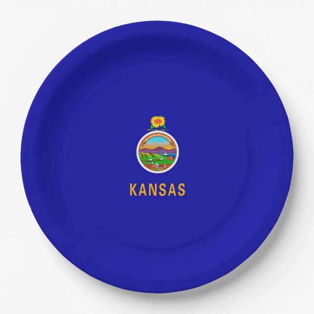 Kansas State Flag Design Paper Plate (Front)