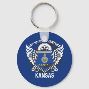 Kansas State Flag Off Road Adventure 4x4 Key Ring