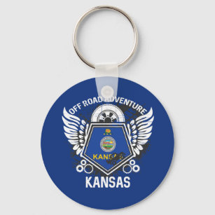 Kansas State Flag Off Road Adventure 4x4 Key Ring