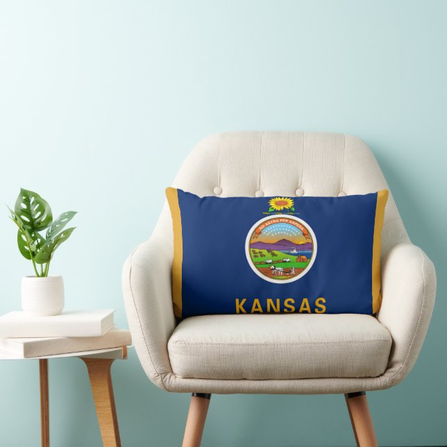 Kansas State Flag Print Patriotic Lumbar Cushion (Chair)