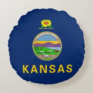 Kansas State Flag Round Cushion