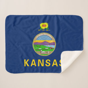 Kansas State Flag Sherpa Blanket