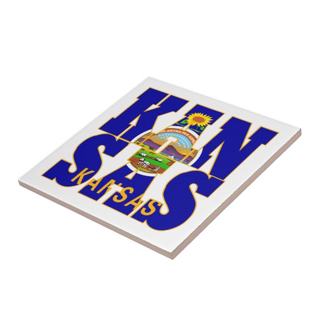 Kansas state flag text ceramic tile (Side)