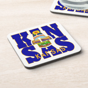 Kansas state flag text coaster