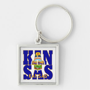 Kansas state flag text key ring