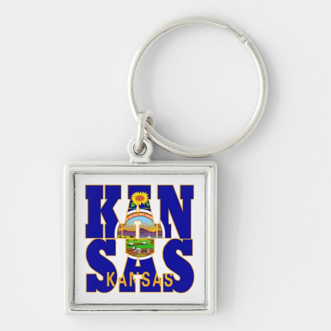 Kansas state flag text key ring (Front)