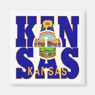 Kansas state flag text magnet