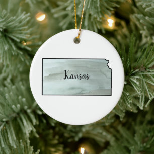 Kansas State Illustration Ceramic Ornament