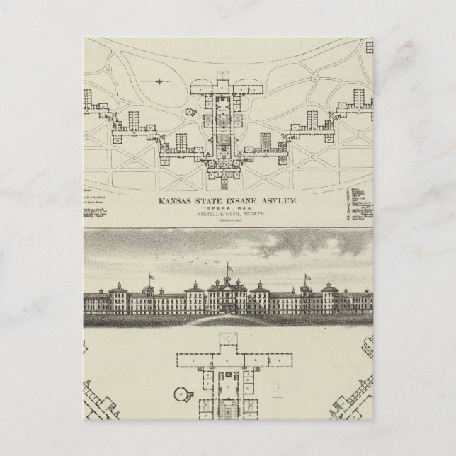 Kansas State Insane Asylums Postcard (Front)