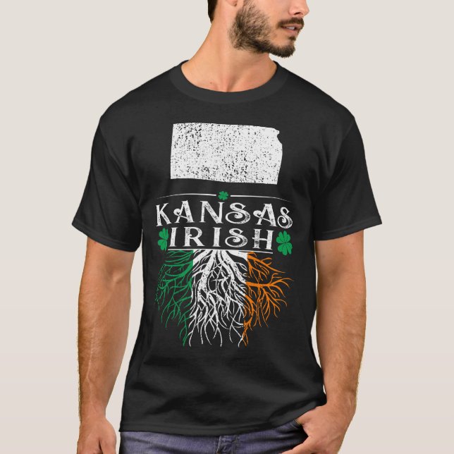 Kansas State Irish St Patricks Day Gift T-Shirt (Front)