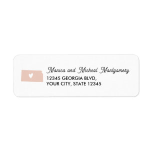 KANSAS State Map with Heart - ANY COLOR!  Return Address Label