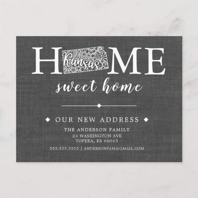 KANSAS State Moving Announcement Post Card (Front)