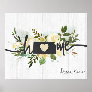 Kansas State Personalised Your Home City Rustic Poster