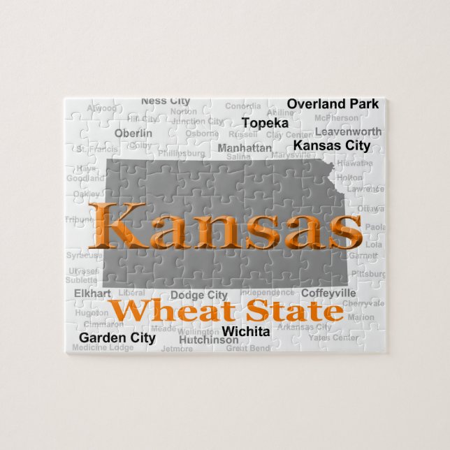 Kansas State Pride Map Jigsaw Puzzle (Horizontal)