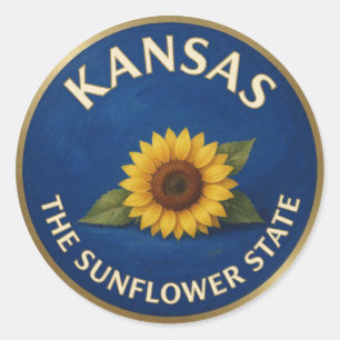 Kansas Sunflower Emblem 🌻 Classic Round Sticker