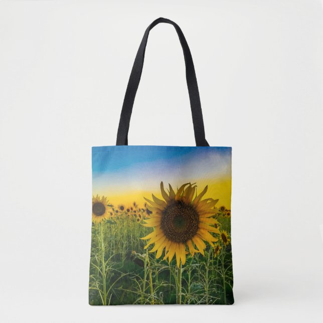 Kansas Sunflower Field Tote Bag (Front)