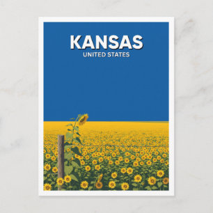 Kansas Sunflower Fields Hutchinson Postcard