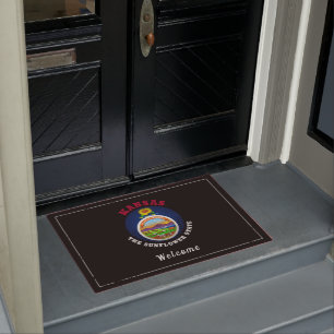 KANSAS SUNFLOWER STATE FLAG DOORMAT