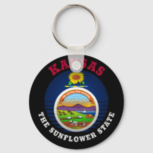 KANSAS SUNFLOWER STATE FLAG KEY RING