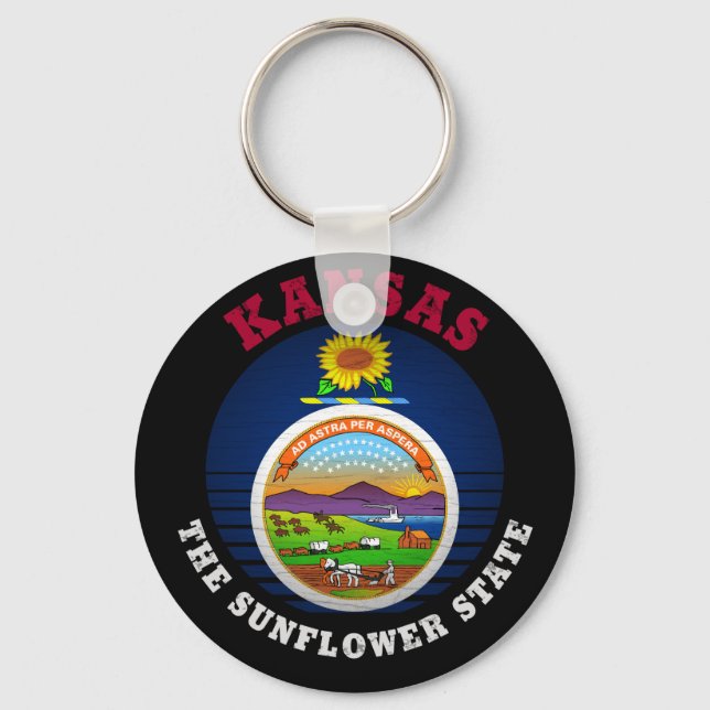 KANSAS SUNFLOWER STATE FLAG KEY RING (Front)