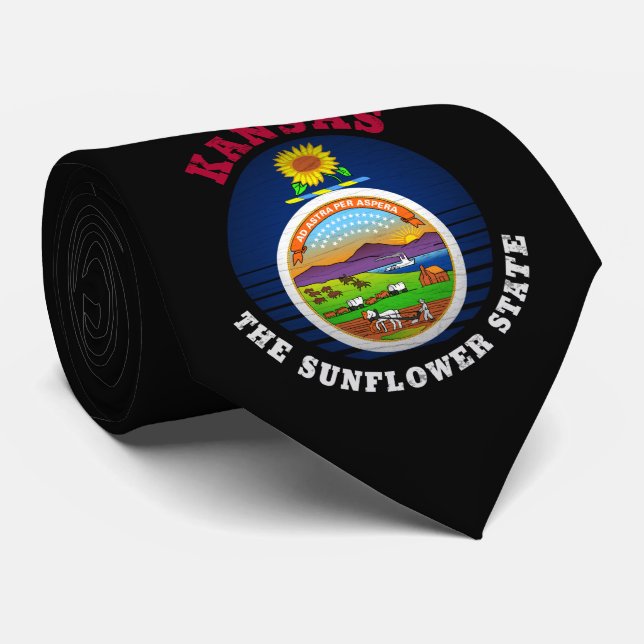 KANSAS SUNFLOWER STATE FLAG TIE (Rolled)