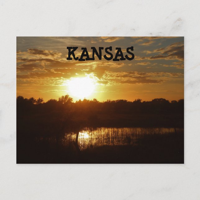 Kansas Sunset with a reflection Post Card. Postcard (Front)