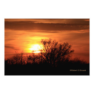 Kansas Sunset with clouds and Photo Enlargement Print