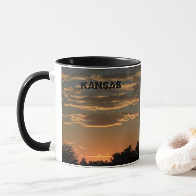 Kansas Sunset with colourful clouds. Mug (With Donut)