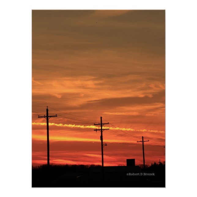 Kansas Sunset with Colourful clouds Poster/Photo Poster (Front)