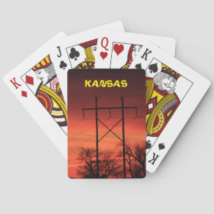Kansas Sunset with Power Lines Playing Card's Cards
