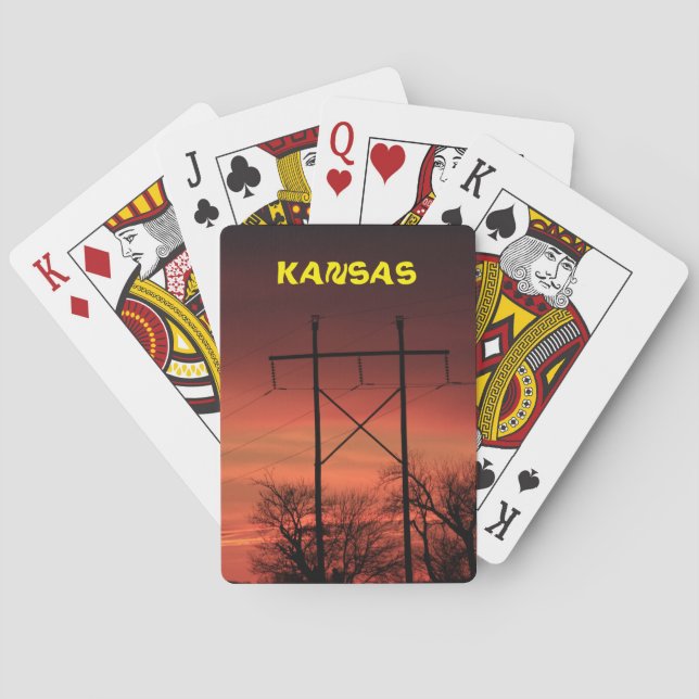 Kansas Sunset with Power Lines Playing Card's Playing Cards (Back)